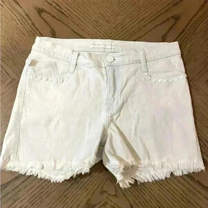 Rock & Republic Skull Head Fringe Jean Shorts size 10 like new light wash